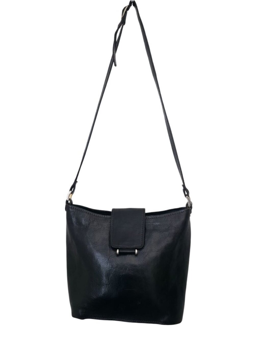 Vintage Sony Studios Wardrobe x Genuine Italian Leather Black Crossbody Bag - Picture 1 of 10